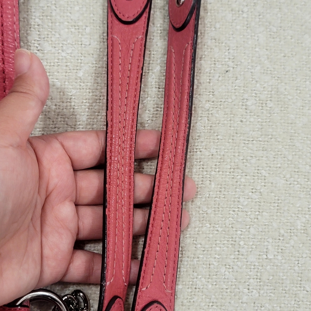​Coach Poppy Taylor East West Tote Pink Pebbled Leather Silver Chain 24083 - Picture 10 of 17
